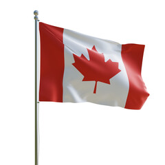 3d render PSD canada realistic flag with pole