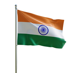 3d render PSD india realistic flag with pole