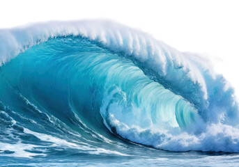 Large ocean wave crushing, cut out isolated on transparent background - obrazy, fototapety, plakaty