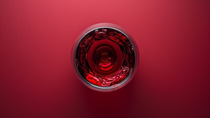 Ruby Red Wine Glass Flat Lay Composition