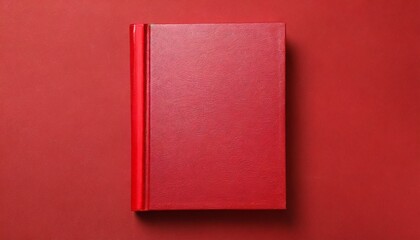 a red book on red background top view