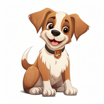 A cute simple dog cartoon character isolated.