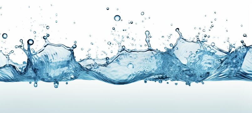 Blue water wave abstract background with white and blue split water splashes and drops