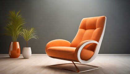 3d rendering of an orange modern lounge armchair