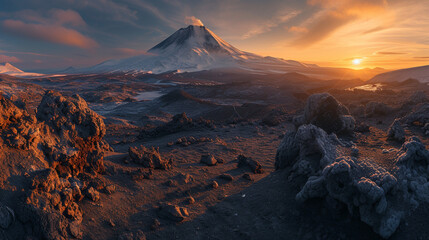 Naklejka premium Volcano landscape. 