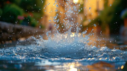 Washing of street in an european city.