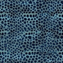 Blue Leopard Print Pattern with Spotted Texture. Close-up of a blue leopard print with detailed spotted texture.