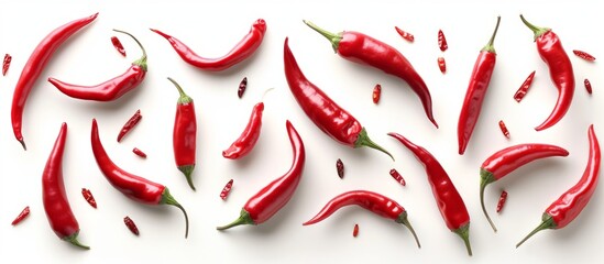 Variety of chili peppers. Abstract and vibrant background.