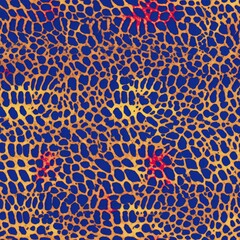 Golden and Blue Leopard Print Pattern. Golden spots on a deep blue backdrop mimic leopard print.