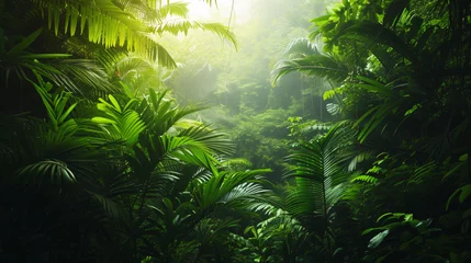 Fototapeten Deep tropical jungles of Southeast Asia in August. © yaxir