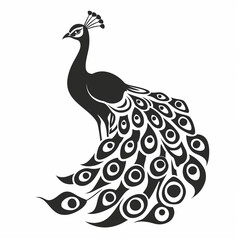 Peacock silhouette, flat logo, no color