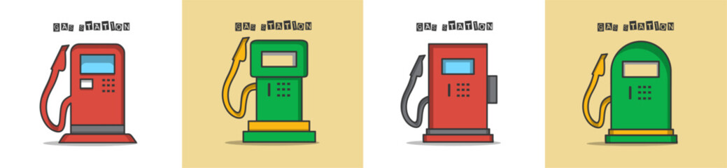 Gas station vector collection. Illustration design for business. Stock vector.