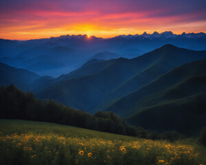 Fototapeta na wymiar Sunset in the mountains