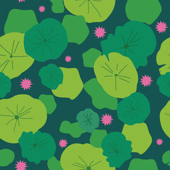 Lotus Lilypad Seamless Pattern Design