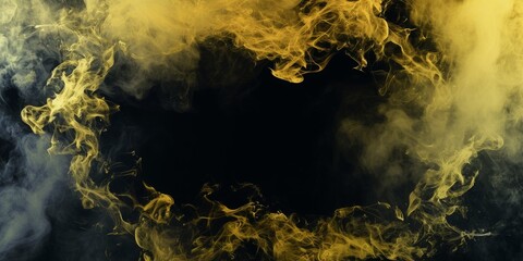 A Yellow Smoke Frame with a Black Heart. Sulphurous Silhouette: A Black-Cored Frame of Golden Smoke.
