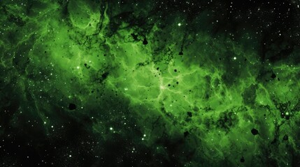 Vibrant Green Nebula Galaxy. A dynamic and vibrant green nebula forms a galaxy in the dark cosmos. - obrazy, fototapety, plakaty