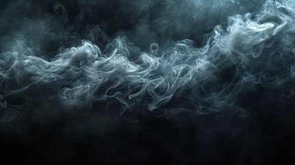 Fotobehang A swirling dance of smoke tendrils against a midnight backdrop. © IBRAHEEM'S AI