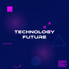 Bright design templates in cyberpunk style. Geometric shapes and figures