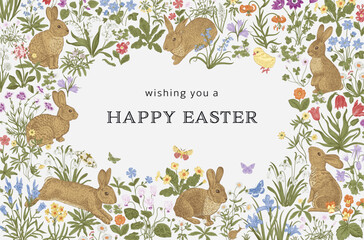Lawn. Greeting Card. Vintage vector illustration. Happy easter - 730952138
