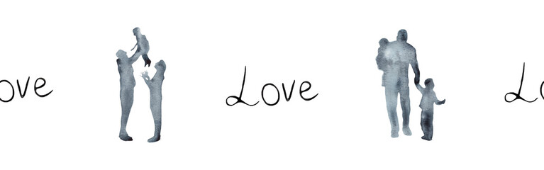 Watercolor hand drawn illustration thanksgiving to the Lord,christian family border.Christian. Decorative border for the background of Christian publications, the design of banners, cards, sites