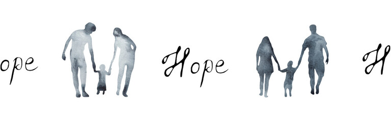 Watercolor hand drawn illustration thanksgiving to the Lord,christian family border.Christian. Decorative border for the background of Christian publications, the design of banners, cards, sites