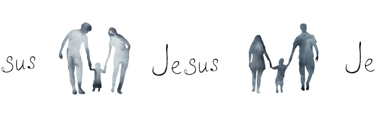 Watercolor hand drawn illustration thanksgiving to the Lord,christian family border.Christian. Decorative border for the background of Christian publications, the design of banners, cards, sites