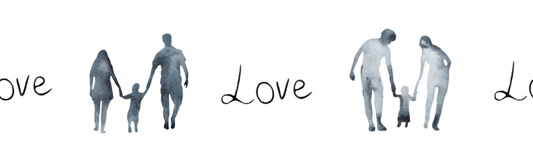 Watercolor hand drawn illustration thanksgiving to the Lord,christian family border.Christian. Decorative border for the background of Christian publications, the design of banners, cards, sites