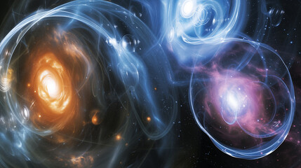 Obraz premium Radiation interaction in near space.