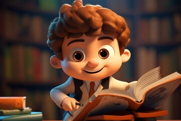 3D cartoon character animated resembling youthful detective in training, confidently poses for crafted portrayal, displaying enthusiasm for mastering investigative techniques. Generative AI.
