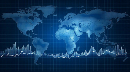 Graph and chart financial growth on world map background, investment on stock or currency in global concept