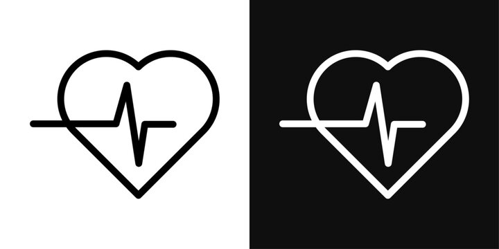 Heart rate pulse vector line icon illustration.