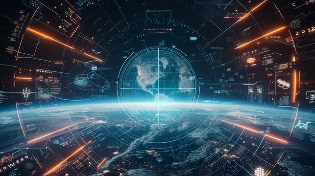 Communication technology for internet business. Global world network and telecommunication on earth cryptocurrency and blockchain and IoT.