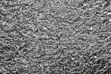 Crumpled shiny metal foil texture