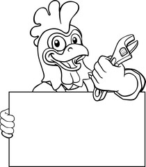 Rooster Mechanic Plumber Spanner Wrench Handyman