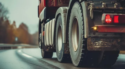 Tafelkleed Close-up of a cargo truck on the road © Nate