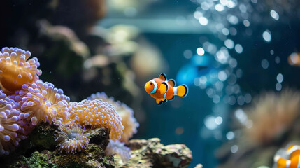 Fototapeta na wymiar Clownfish in marine aquarium