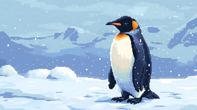 Penguin in pixel art 