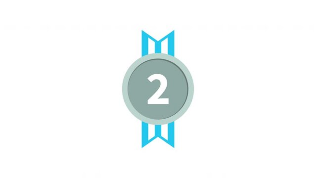 Animated silver medal with nomber 1 on a white background. 4k video