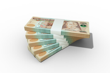 Stacks of Guatemalan Quetzal notes. bundles of Guatemalan currency notes isolated on transparent background