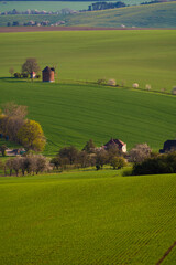 Gorgeous rural landscape with old windmill and green sunny spring hills. South Moravia region, Czech Republic
- 730960592