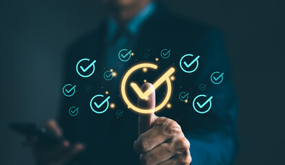 Standardization and certification concept. Quality management with Quality Assurance or QA and...