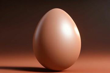 One brown Easter egg on a solid color background. Easter concept