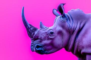 Obraz premium The magnificent white, sumatran, and indian rhinoceros stands proudly, showcasing its distinctive snout and iconic horn as a symbol of strength and resilience in the wild