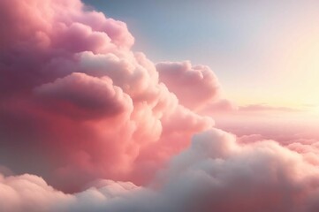 Pink Clouds Background. Sky Background. Clouds Texture. Beautiful cloudscape with blue sky and pink clouds - obrazy, fototapety, plakaty