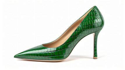 Emerald pointy toe women's shoes with high heels.