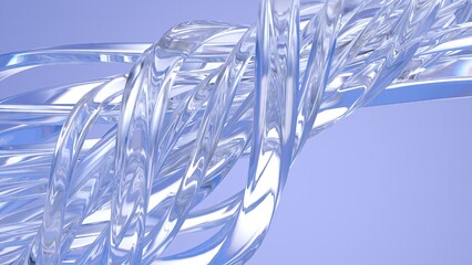 Clear Glass Curved Wavy Twisted Refractive and Reflective Lush Elegant Modern 3D Rendering Abstract Background