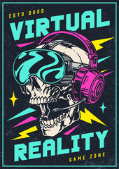 VR games colorful vintage sticker