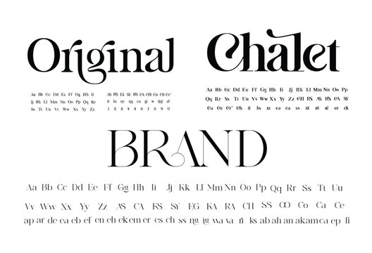 Set of elegant fonts. Upper and lower case, set of ligatures. Ideal font for headlines and logos. Vector