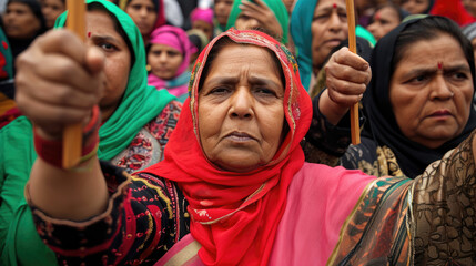 Indian women protest. Women came out to protest. The concept of protecting women's rights and equality.