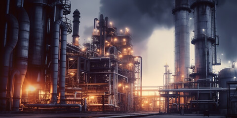 Chemical plant at evening time.